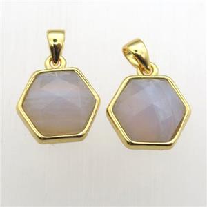 Blue Lace Agate hexagon pendants, approx 11-12mm