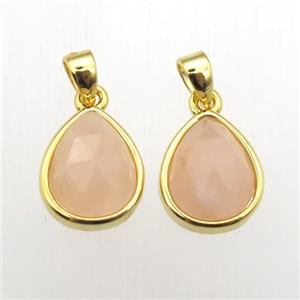 yellow MoonStone teardrop pendants, approx 9-11mm