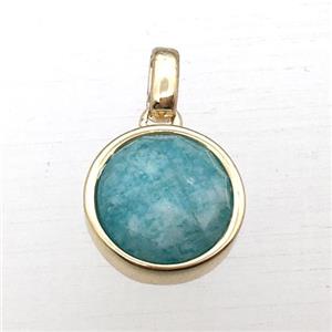 green Amazonite circle pendant, approx 12mm