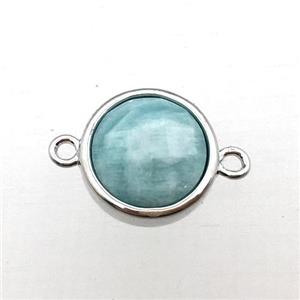 green Amazonite circle connector, approx 12mm