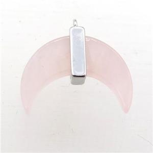 Rose Quartz crescent moon pendant, approx 16-22mm