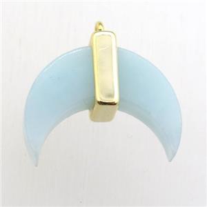 blue Amazonite crescent moon pendant, approx 16-22mm