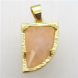 rose quartz horn pendant, gold plated, approx 15-20mm