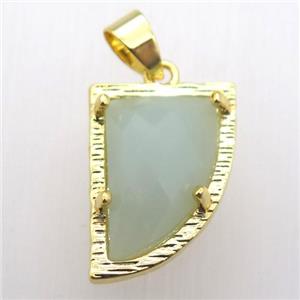 amazonite horn pendant, gold plated, approx 15-20mm