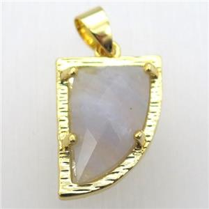 blue lace agate horn pendant, gold plated, approx 15-20mm