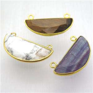 mix gemstone moon pendant, gold plated, approx 15-30mm