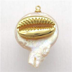 Natural pearl pendant, approx 10-16mm