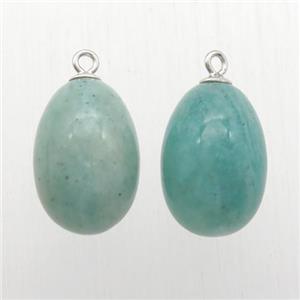 Amazonite egg pendant with 925 silver bail, approx 9-14mm