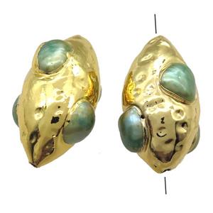 green pearl beads, rice, gold pearl, approx 20-30mm