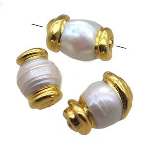 natural pearl beads, freeform, gold plated, approx 12-20mm