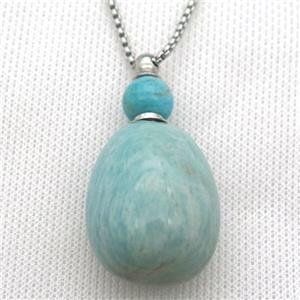 green Russian Amazonite perfume bottle Necklace, approx 30-50mm