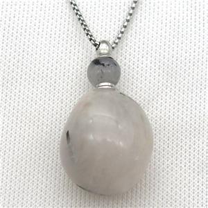 Rutilated Quartz perfume bottle Necklace, approx 30-50mm