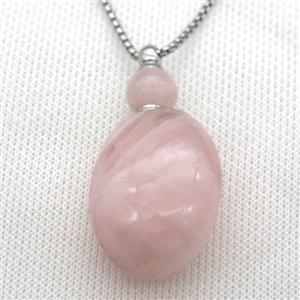 Rose Quartz perfume bottle Necklace, approx 25-50mm