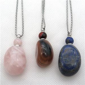 mixed Gemstone perfume bottle Necklace, approx 25-50mm