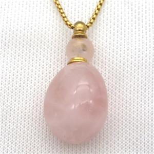 Rose Quartz perfume bottle Necklace, approx 25-50mm