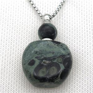 green Kambaba Jasper perfume bottle Necklace, approx 28-40mm