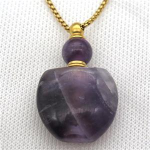 purple Fluorite perfume bottle Necklace, approx 28-40mm