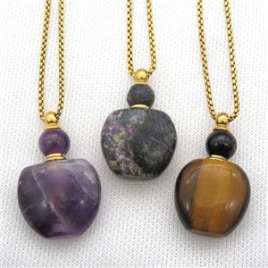 mix Gemstone perfume bottle Necklace, approx 28-40mm