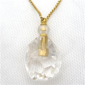 Clear Quartz perfume bottle Necklace, approx 25-40mm