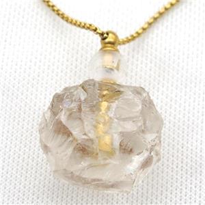 Clear Quartz perfume bottle Necklace, approx 25-40mm