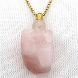 Rose Quartz perfume bottle Necklace, approx 25-40mm