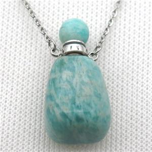 green Russian Amazonite perfume bottle Necklace, approx 30-40mm