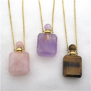 mixed Gemstone perfume bottle Necklace, approx 20-35mm