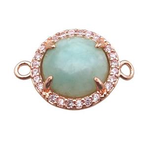 green amazonite circle connector, gold plated, approx 13.5mm dia