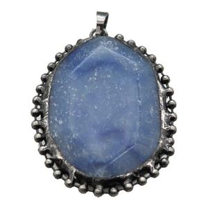 blue Aventurine pendant, black plated, approx 35-50mm