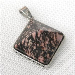 Rhodonite pyramid pendant, approx 20mm