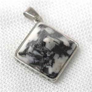 black zebra jasper pyramid pendant, approx 20mm