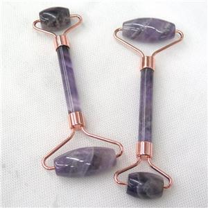 Amethyst Roller GuaSha Massage Tools, rose gold, approx 18-40mm, 150mm