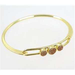 gold-champagne druzy quartz copper bangle, gold plated, approx 6-60mm