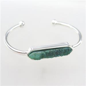druzy quartz copper bangle, silver plated, approx 40-60mm