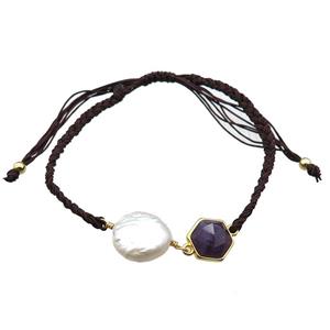 handmade bracelet with pearl bead, approx 10-12mm, 22-28cm length