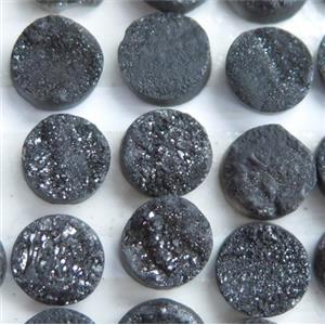 druzy quartz cabochon, round, approx 8mm dia