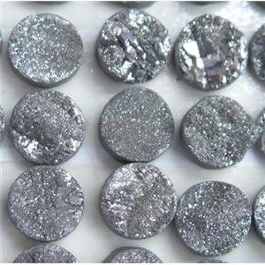 druzy quartz cabochon, round, approx 8mm dia