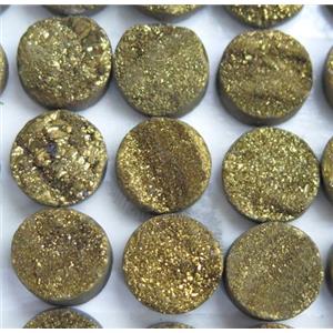 druzy quartz cabochon, round, approx 8mm dia