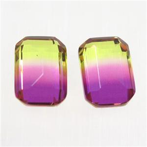 synthetical multicolor Tourmaline cabochon, no hole, rectangle, approx 10x14mm