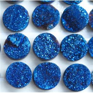 druzy quartz cabochon, round, approx 8mm dia