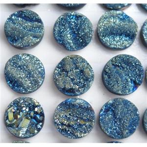 druzy quartz cabochon, round, approx 8mm dia