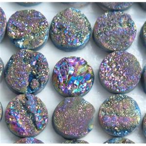 druzy quartz cabochon, round, approx 8mm dia