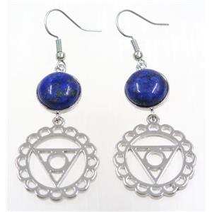 blue lapis earring, platinum plated, approx 12-60mm