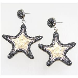 seastar earring paved rhinestone, approx 35mm dia