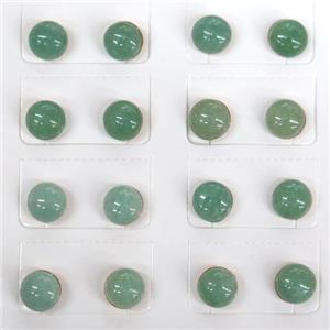 green Aventruine Stud Earring, approx 8mm dia