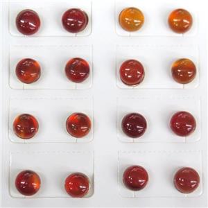 red Agate Carnelian Stud Earring, approx 8mm dia