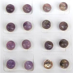 Amethyst Stud Earring, purple, approx 8mm dia