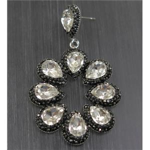 Chinese Crystal Glass Earring pave rhinestone, approx 40-45mm