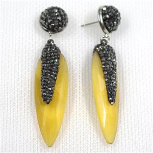 yellow glass crystal earring paved rhinestone, approx 13-40mm