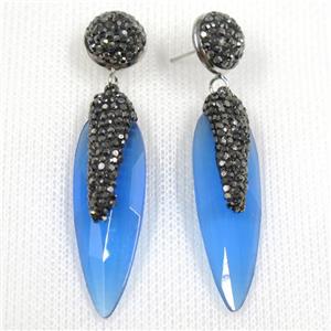 skyblue glass crystal earring paved rhinestone, approx 13-40mm